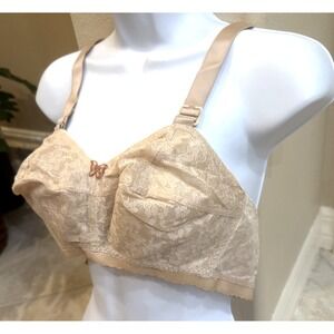 Vtg New 36DD Colesce COUTURE Bullet BRA Beige Lace Tornado Cone Wireless USA